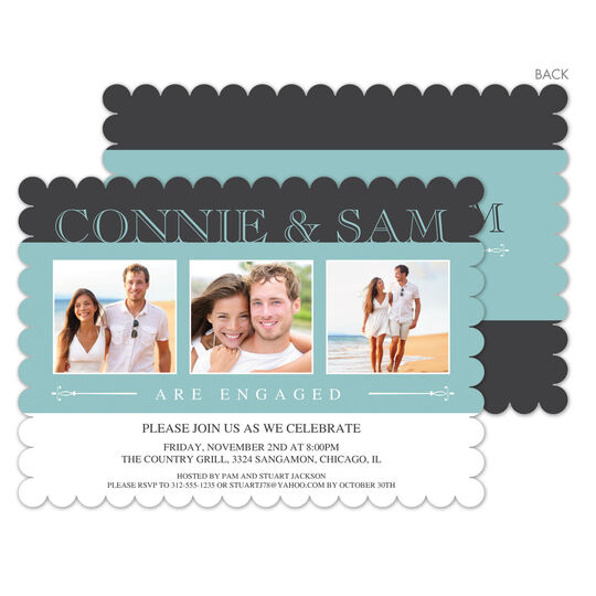 Slate Blissful Love Engagement Invitations